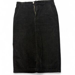 Black corduroy midi‎ skirt with zipper closure